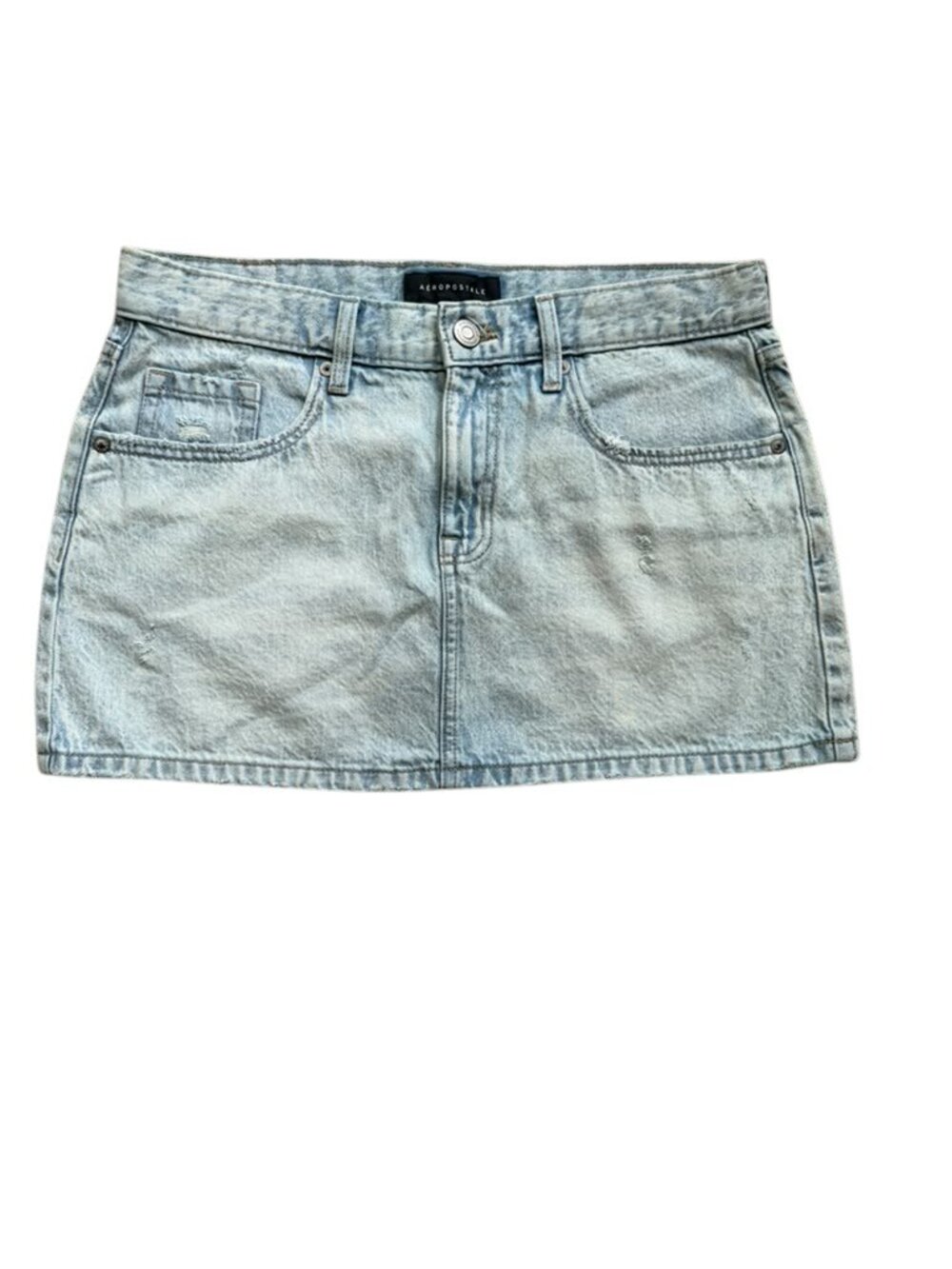 Aeropostale Women's M Light Wash Denim Mini Skirt Y2K.